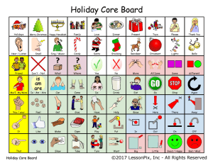 Holiday core vocabulary AAC board with picture symbols