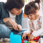 Parent and child doing a hands-on activity together