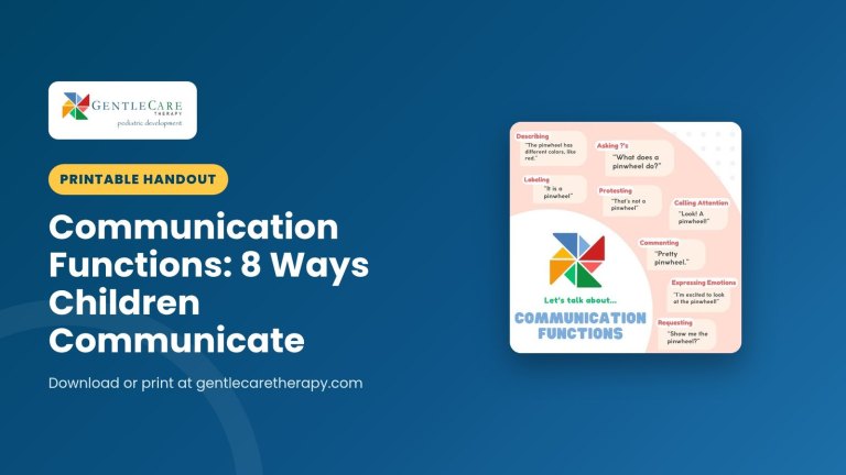 Printable GentleCare Therapy handout: Communication Functions: 8 Ways Children Communicate