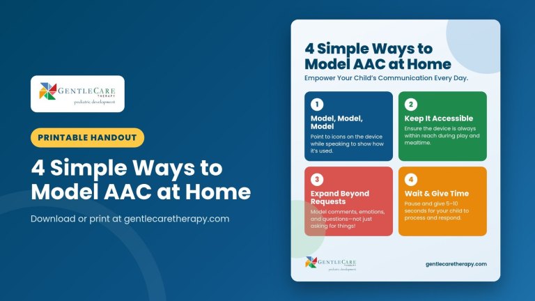 Printable GentleCare Therapy handout: 4 Simple Ways to Model AAC at Home